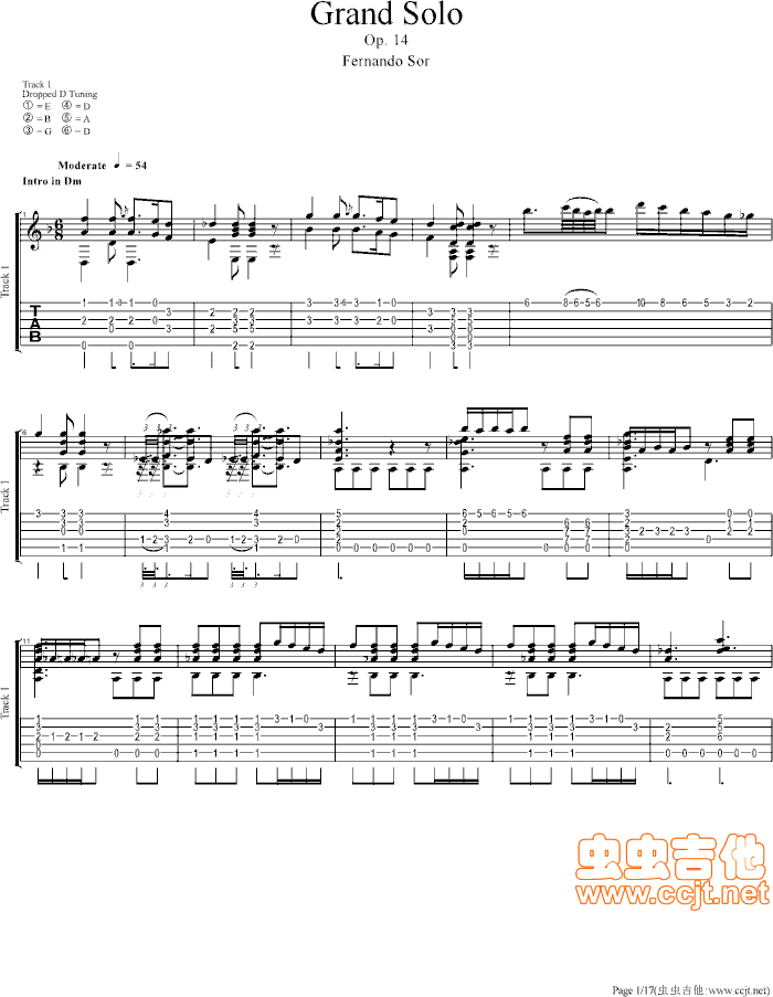 Grand Solo 索尔（伟大的独奏） F-GTP六线谱-吉他独奏谱