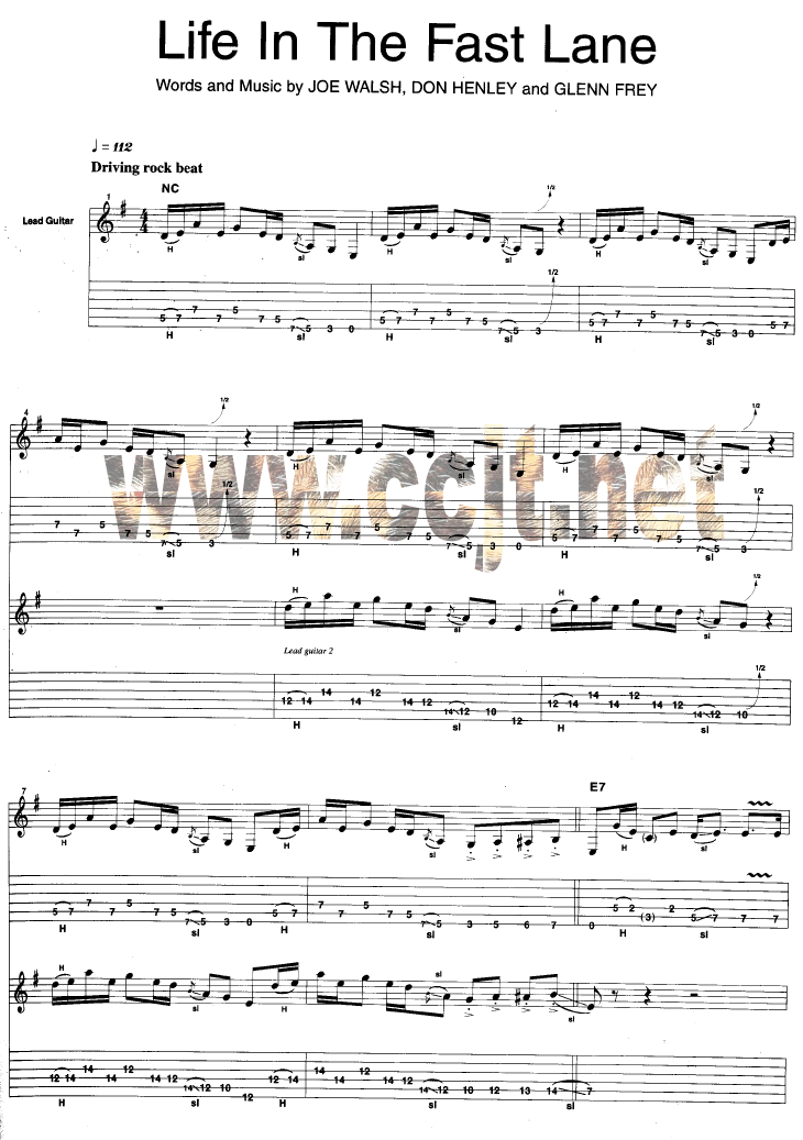 Life In The Fast Lane - 原版扫描调-六线吉他谱