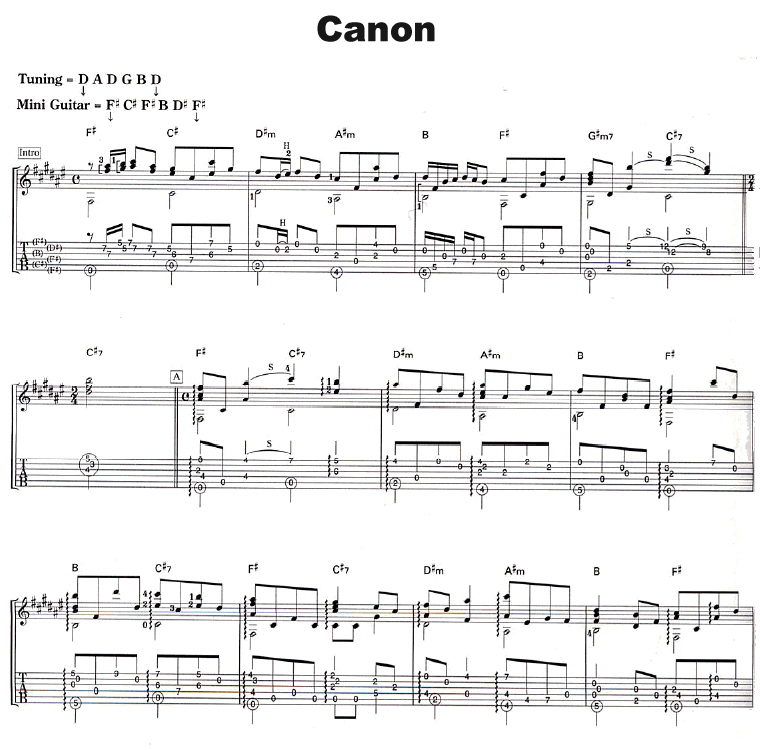 Canon-卡农调-吉他六线谱